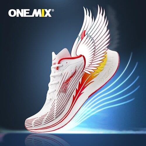Onemix Women Running Shoes Light Marathon Breathable Sport Lady Sneakers Lace Up Mesh Athletic Shoes soft Carbon Fibre Plate