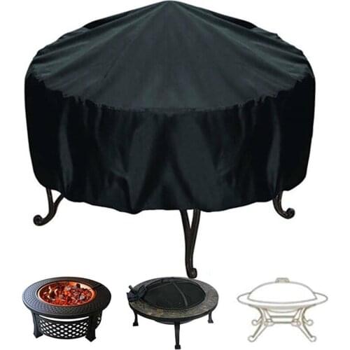 Round BBQ Grill Fire Pit Cover Waterproof Dustproof Outdoor Patio Garden Fabric UV Protector Grill BBQ Shelter Furniture Covers