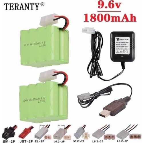 M Model ) Ni-MH 9.6V 1800mah Battery + 9.6v Charger For Rc toy Car Tank Train Robot Boat Gun AA 9.6v Rechargeable Battery Pack