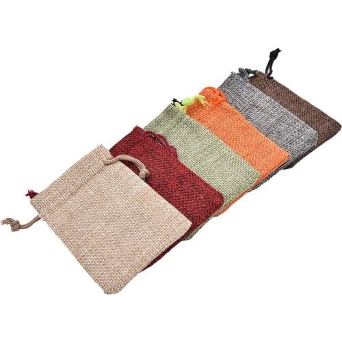 10pcs 7x9cm 10 x 14cm Mini Burlap Jute Drawstring Bags Jewelry Pouches Bags Christmas Rustic bag