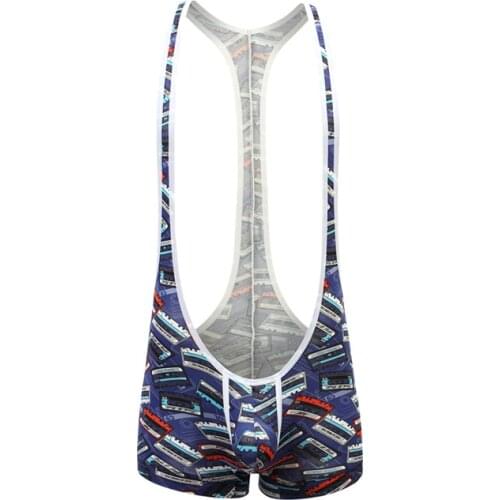 Mens Undershirts Bodysuits Leotard Wrestling Singlet Mankini One-Piece Jumpsuits Boxer Shorts Bugle Pouch Underwear Sleepwear