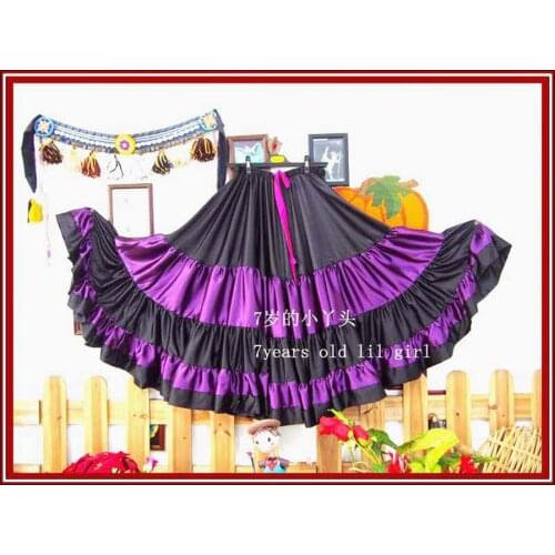 2021New Belly Dancing Tribal Ruffle Flamenco Satin 25 Yard 4 Tiered Skirt Gypsy Skir 9EX21-26