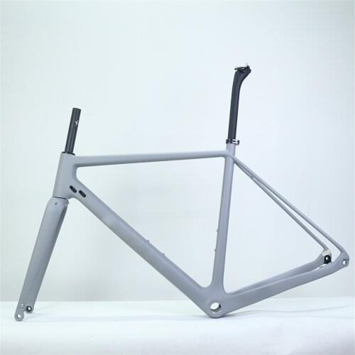 New Grey Color Carbon Gravel Frame Thru axle 142*12 disc brake Cyclocross Gravel frame Size 49/52/54/56 accept customized color