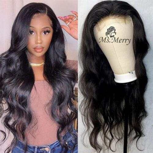 Ms.Merry Human Hair Wigs 4*4 HD Lace Closure Wig with Baby Hair 20''-30''Body Wave Lace Wig Hair Extension Brazilian Human Hair