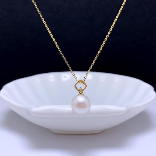 Shilovem 18k yellow gold real Natural pearls pendants fine Jewelry women trendy no necklace party new gift yzz10-10.56612zz