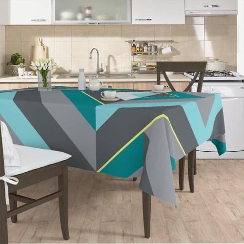 Table cloth living room kitchen cover grey blue zigzag patterned micro fabric cover with runner pattern Free Shipping
