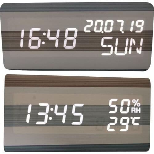 LED Digital Alarm Clock USB/Battery Thermometer Date Brightness Adjustable