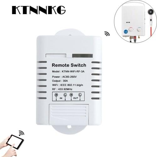 30A Water Heater WiFi Smart Switch 1Gang 110v-220v Wireless Receiver Works with Alexa Assistant IFTTT ,Voice and APP Control