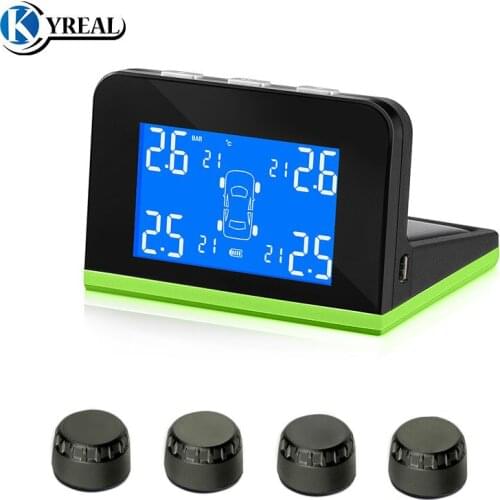 CAREUD TPMS Solar Universal Tire Pressure Indicator 4 External Sensor Wireless Alarm Car Electronics Tire Pressure Sensor System