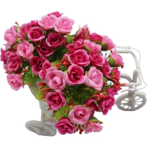 Vase + Flowers Artificial Silk Flower Basket Set for Home office Decoration wedding flowers decoration for lovers