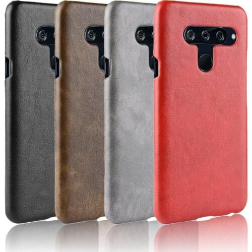 For LG V40 ThinQ Half-Wrapped Case Vintage Business Leather Coque Cool Hard Capa Litchee Shell for LG V40 ThinQ Para