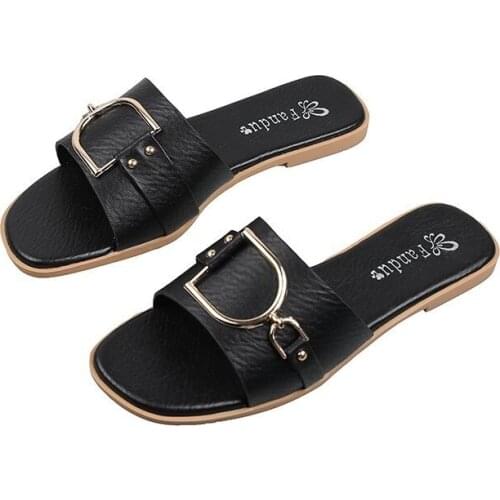 Woman Slippers Buckle Strap Womens Shoes 2021 Summer Ladies Casual Light Slip On Outdoor Sandals Female Beach Platform Slipper