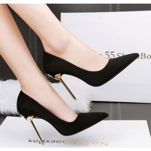 Black Net Red Pointed Super Fine Work High Heels Professional Female 2019 New Autumn And Winter Students French Girls Winter