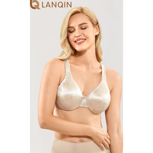 Womens Floral Underwire Non-padded Seamless Full Coverage Plus Size Minimizer Bra