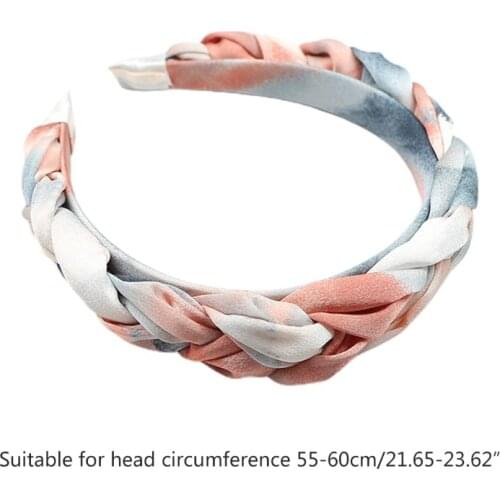Bohemian Women Hair Hoop Contrast Colored Tie-Dye Headband Braided Party Bandana XX9D