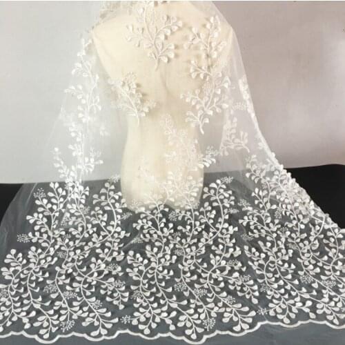 1 Meter 135CM Wide Floral Embroidered Lace Fabric For Women Dress Evening Wedding Dress Costume Bridal Gown Lace Sewing Trim DIY