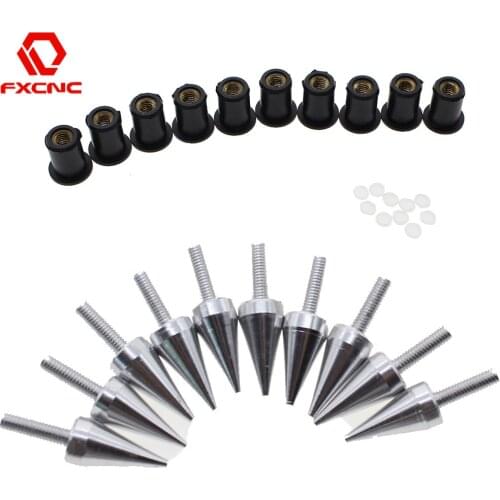 10pcs/Set M5 Bolts CNC Aluminum Motorcycle Metric Rubber Well Nuts Windscreen Fairing Cowl Universal