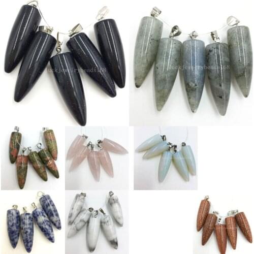 10PCS Wholesale Labradorite Goldstone Blue Sand Pink Crystal Howlite Jaspe Unakite Art Women Men Pendant Bead WFH447