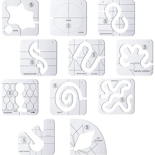 11 set Free-Motion Quilting Template DIY Acrylic Quilting Ruler Design for Domestic Sewing Machine Ruler tools sewing supplies