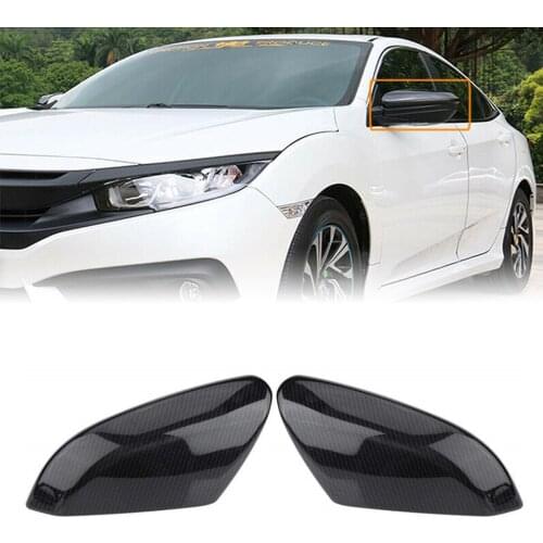 2pcs Rearview Side Mirror Cover Caps for Honda Civic Sedan Coupe Hatchback 2016 - 2020 Car Styling ABS Carbon Fiber Look