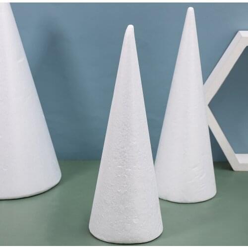 Amosfun 2pcs White Foam Cones Arts and Crafts Cone Shaped Foams Craft Projects Christmas Tree Table Centerpiece Cone Sh