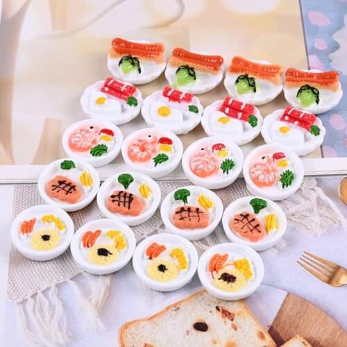 20Pcs Resin SImulation Breakfast Food Kitchen Play Toys Flatback Resin Cabochons for Dolls Accessories Scrapbooking Phone Decor