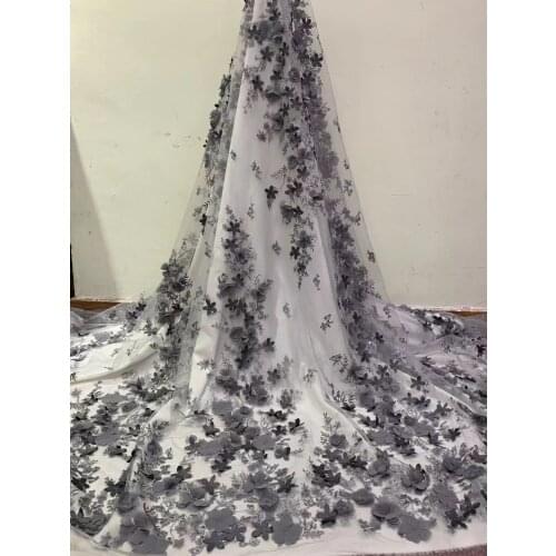 3D Flower African Mesh Lace Fabric 2021 High Quality Lace French Lace Fabric Nigerian Lace For Wedding Dress Sewing jh66-420