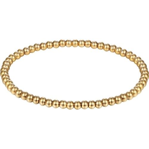 New Fashion Style Men Women Wide 4mm and 6mm Stretchable Bead Bracelets High Quality Stainless Steel Two Sizes Jewelry Wholesale