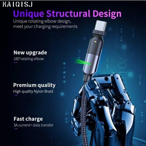 KAIQISJ 1.2m2m 180 degree micro usb c cable, type- c fast charging data cable For samsung For huawei For xiaomi phone charger