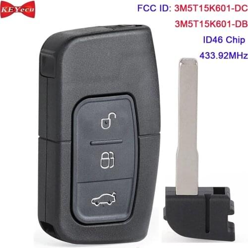 KEYECU OEM/ Aftermarket for Ford C-Max Focus MK2 Kuga Mondeo Galaxy Smart Keyless Remote Key Fob 3M5T15K601-DC 3M5T15K601-DB