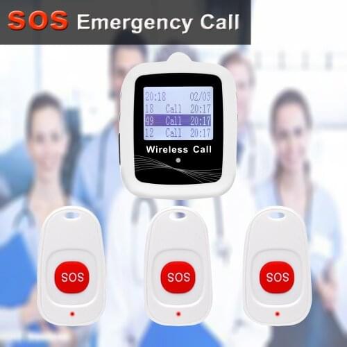 Calling Device Wireless 1 Watch Receiver White Or Black+3 SOS Emergency Buttons Transmitter For Hospital Clinic Nurse Home
