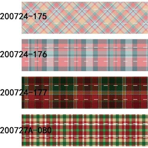 50 yards/lot) Cheap price 22MM red and green tartan plaid printed hair bows grosgrain ribbon