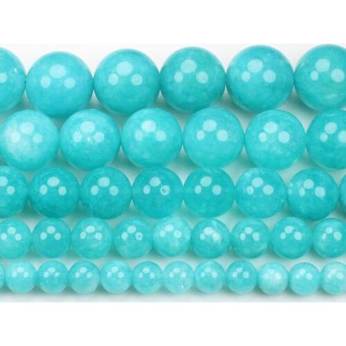 Natural Blue Amazonite Jades , 6-14mm Round Beads 15inch ,Wholesale For DIY Jewellery Free Shipping