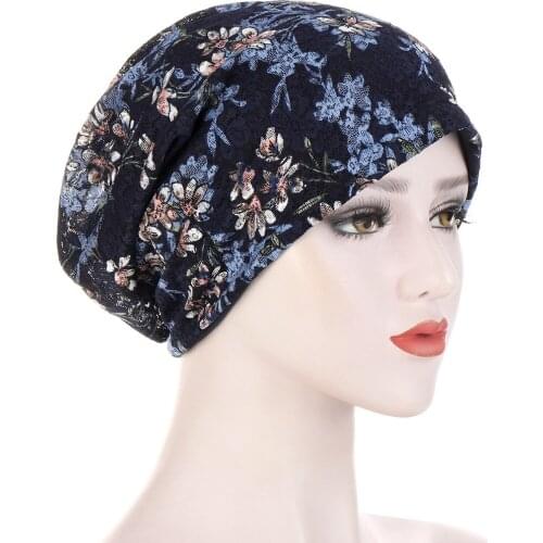 Summer Fashion Breathable Thin Turban Hat Lace Muslim Head Cover Round Sleep Hat Night Cap Women Elegant Bonnet Hat Headwrap