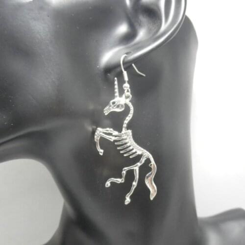 Fashion Personality Unicorn skeleton Long Earrings Wild Explosion Fashion Lady Accessories Ear Clip Jewelry