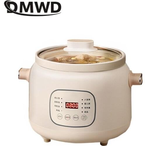 DMWD 3L Household Electric Slow Cooker Stew Pot Ceramic Soup Pot Casserole Breakfast Machine Porridge 24H Appointment