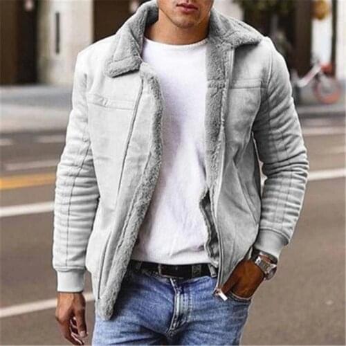 Mens Faux Leather Jackets Winter Warm Lapel Coats Male Fleece Lined Parkas Outerwear Solid Thicken Fur Casual Jackets