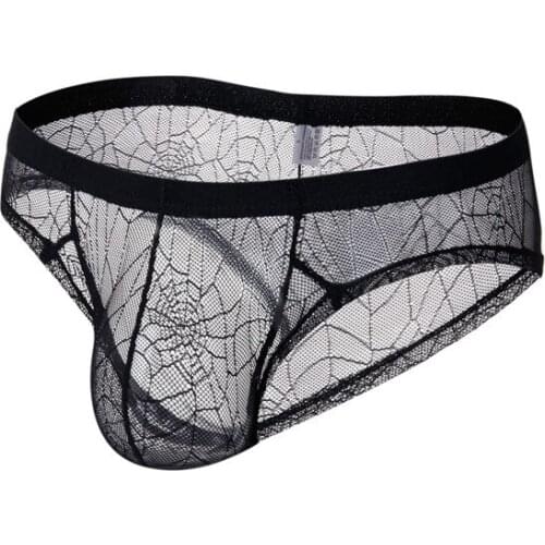 Mens Briefs Mesh Underwear Soft Breathable Brief Sexy Underwear Mens Hot Hips Up Transparent Jockstrap Low Waist Underpants