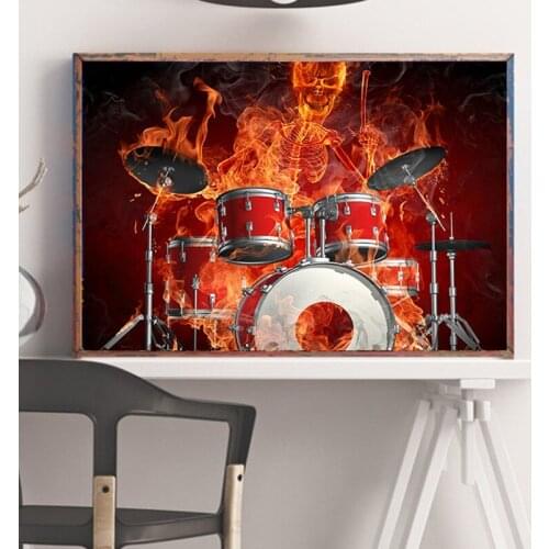 Full diamond embroidery Drum kit diamond painting cross stitch kits diy diamond mosaic skull square rhinestone pasted painting