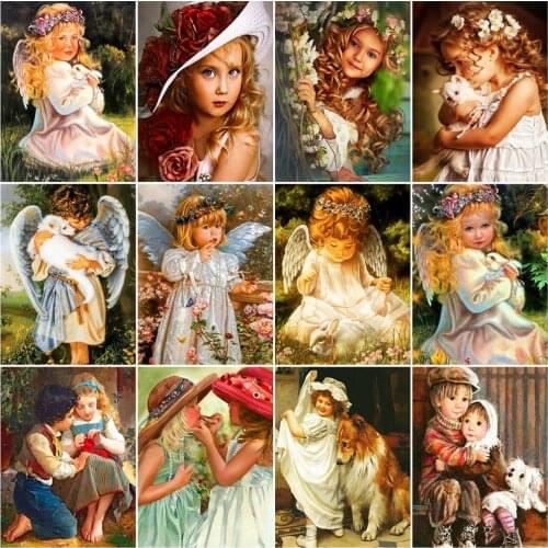AZQSD Paint By Number Angel Girl Acrylic Handpainted Oil Painting Gift Picture By Numbers Figure Kits Modern Wall Art