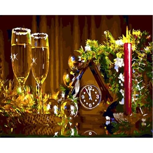 Chiristmas Painting By Numbers Dinner Modren DIY Kits Craft Kits HandPainted Acrylic Paint For Adults Coloring Drawing By Number