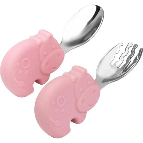 Toddler Fork and Spoon Set, Palm Grasp for Baby, BPA & Phthalate Free Training Utensils, 18 Month
