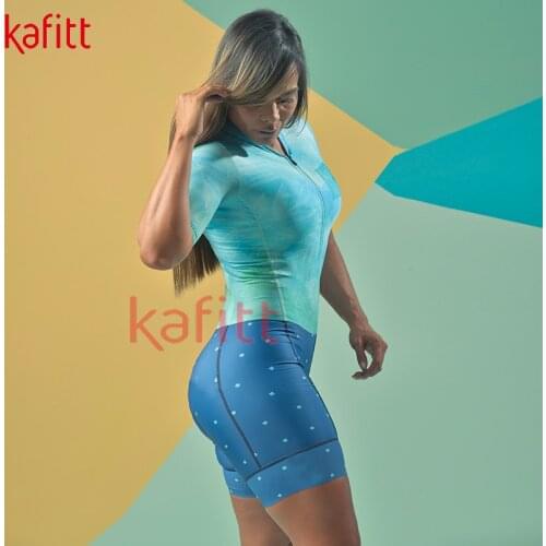 Kafitt New Womens Short-sleeved Cycling Jersey Suit Maillotciclismo Feminino Jumpsuit Triathlon Sweatshirt Swimsuit Pro