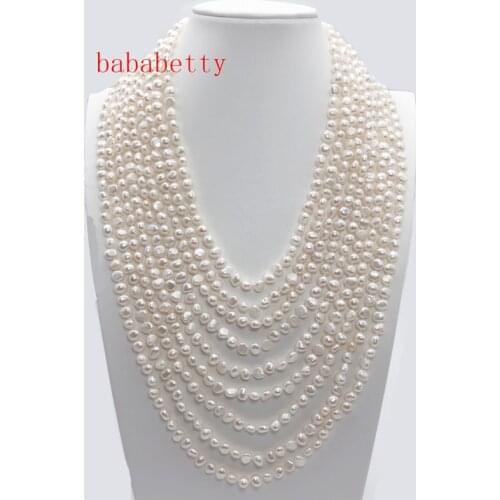 9Strands 6-7MM White Baroque Freshwater Pearl Necklace