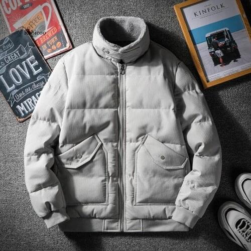 Wool Collar Winter Parkas Men Streetwear Brand New Thick Warm Jacket Men Solid Color Cargo Jackets Male Fashion Outerwear