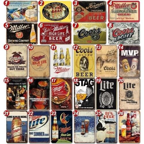 BEER Signs Vintage Tin Signs Retro Metal Signs Bar Pub Club Man Cave Wall Decor