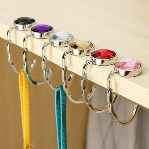 Portable Metal Foldable Bag Purse Hook Handbag Hanger Purse Hook Handbag Tote Hook Hanger Holder Crystal Rhinestone