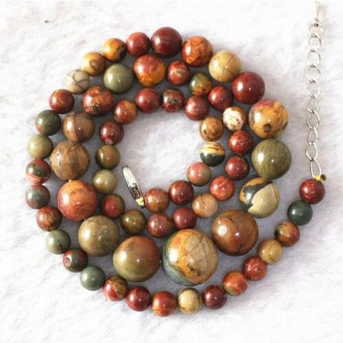 Lovely natural picasso stone 6-14mm round beads best sale diy Jewelry necklace 18"B613