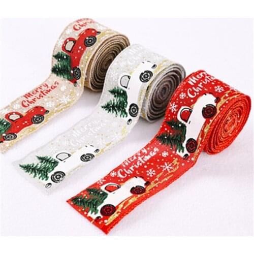 Christmas Ribbon Printed Burlap Ribbons For Gift Wrapping Wedding Decoration Hair Bows DIY Christmas Tree Ribbon Wreath Bows