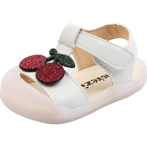 Baby Sandals Girls Princess Sandals New Summer Children Soft Sole Crystal Shoes Baby Toddler Shoes Girls Cherry Sweet Sandals